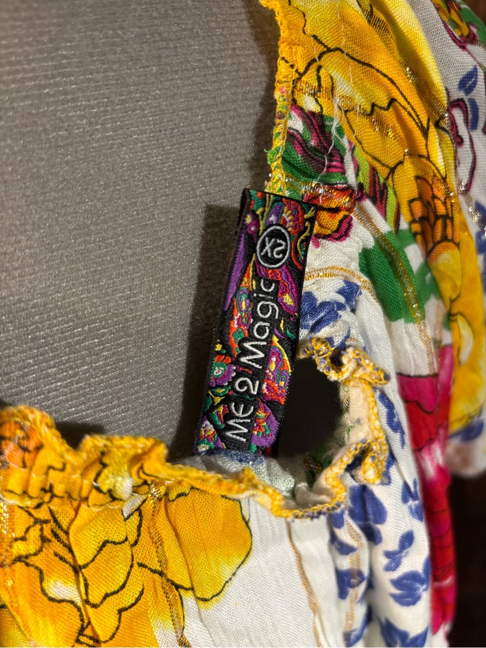 Me2Magic Boho Floral Maxi Dress in Off White with Multicolor Print - Picture 5 of 6